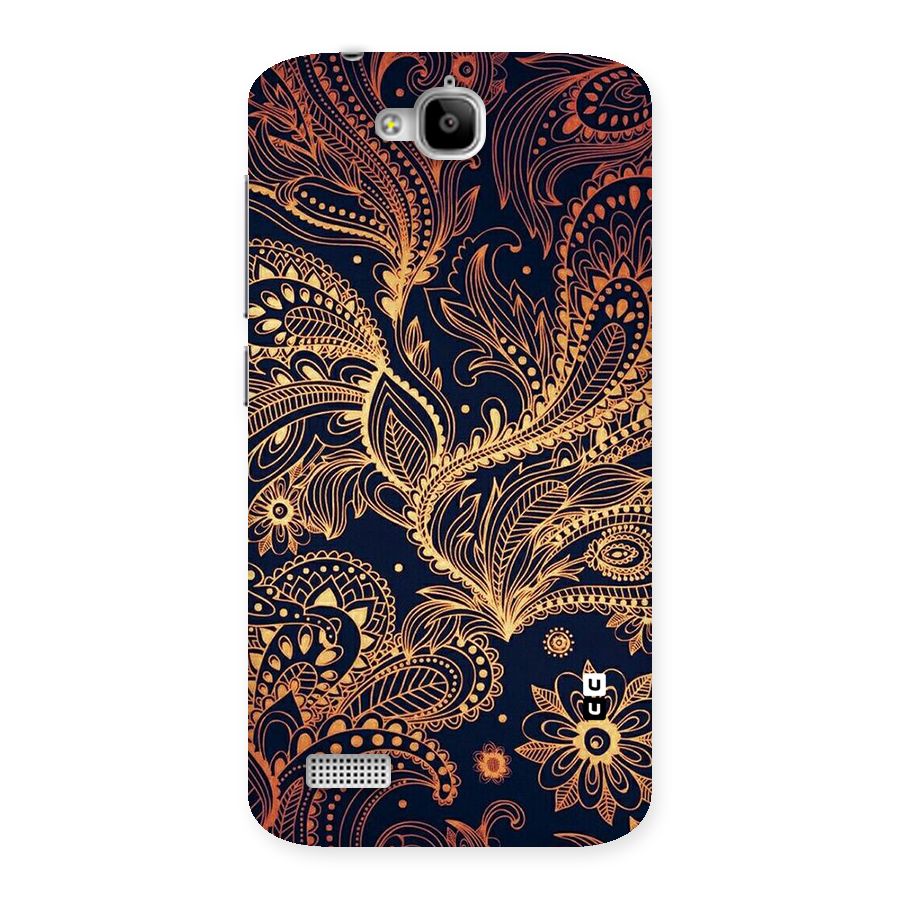 Classy Golden Leafy Design Back Case for Honor Holly