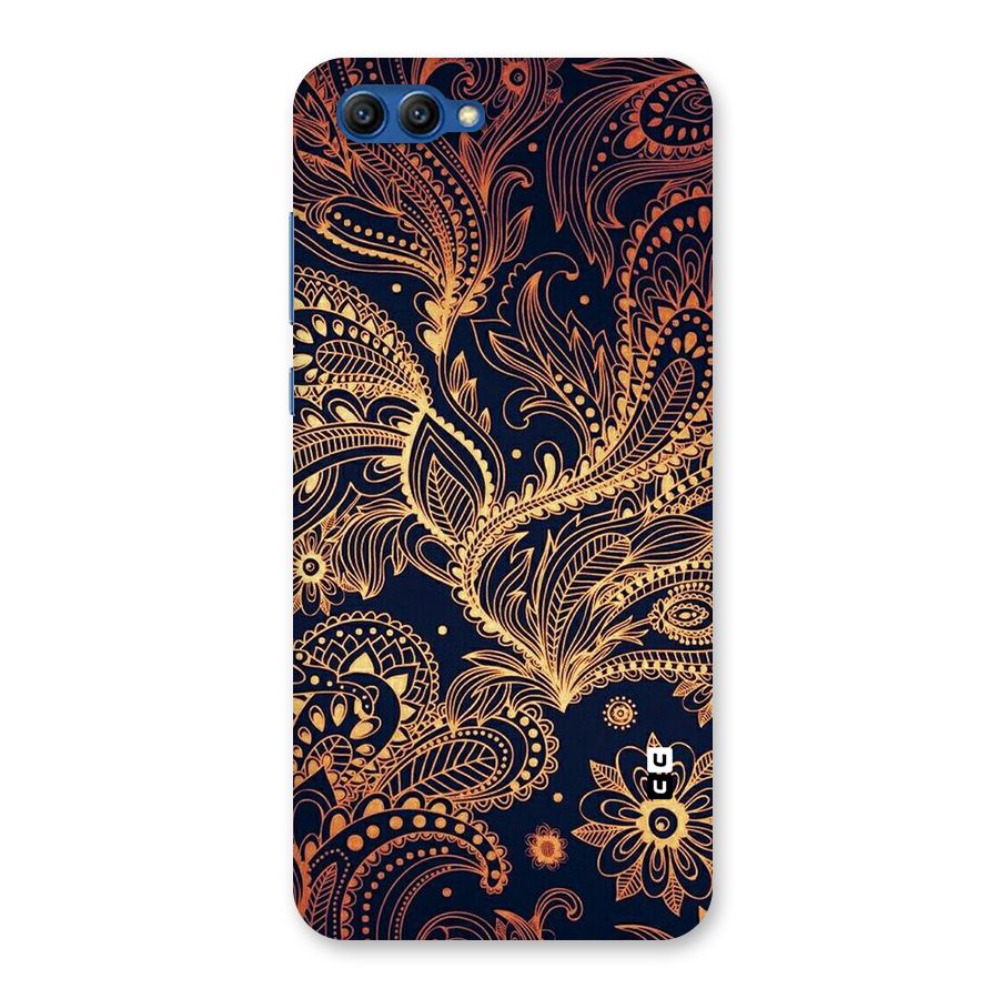 Classy Golden Leafy Design Back Case for Honor View 10