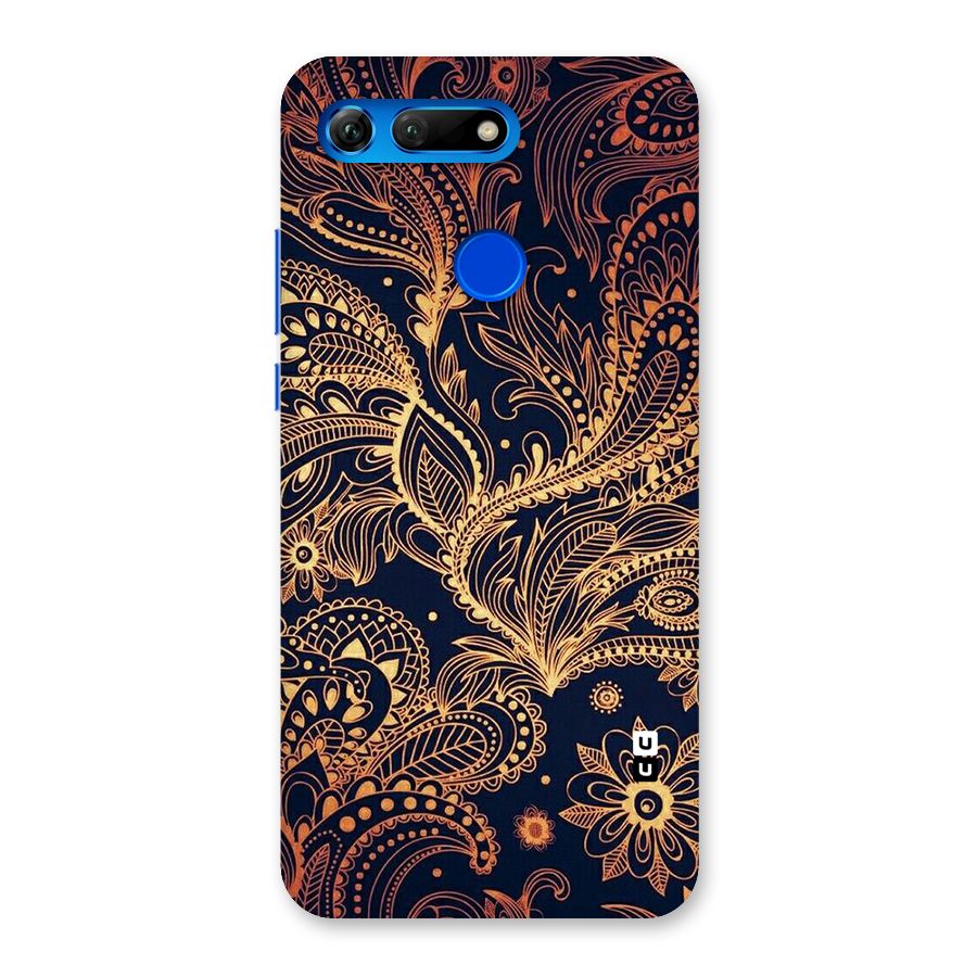 Classy Golden Leafy Design Back Case for Honor View 20