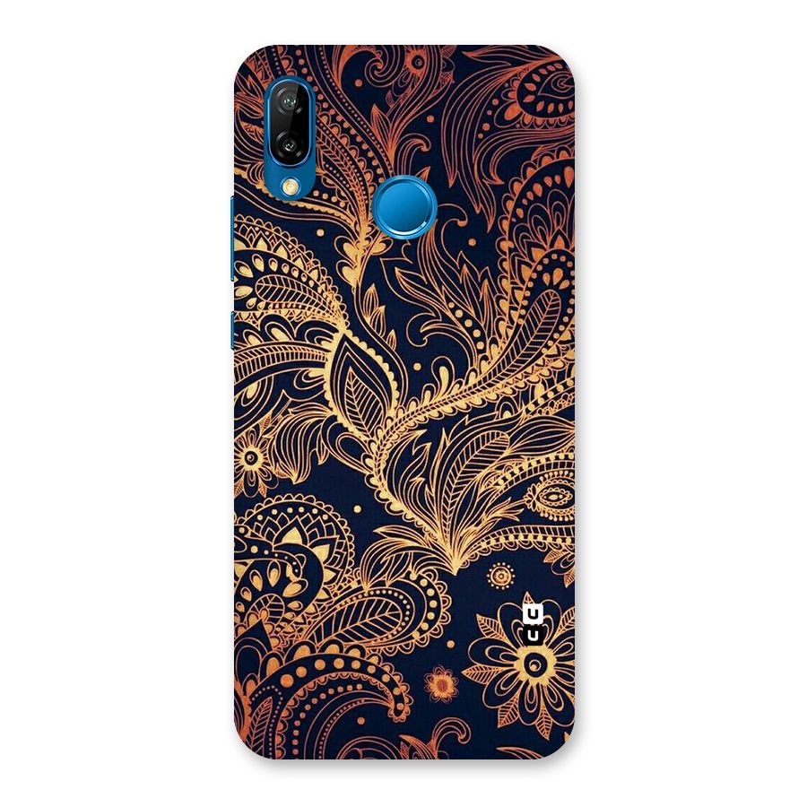 Classy Golden Leafy Design Back Case for Huawei P20 Lite
