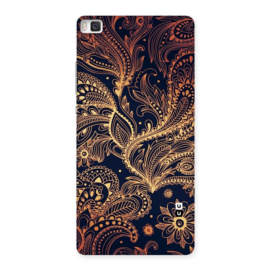 Classy Golden Leafy Design Back Case for Huawei P8