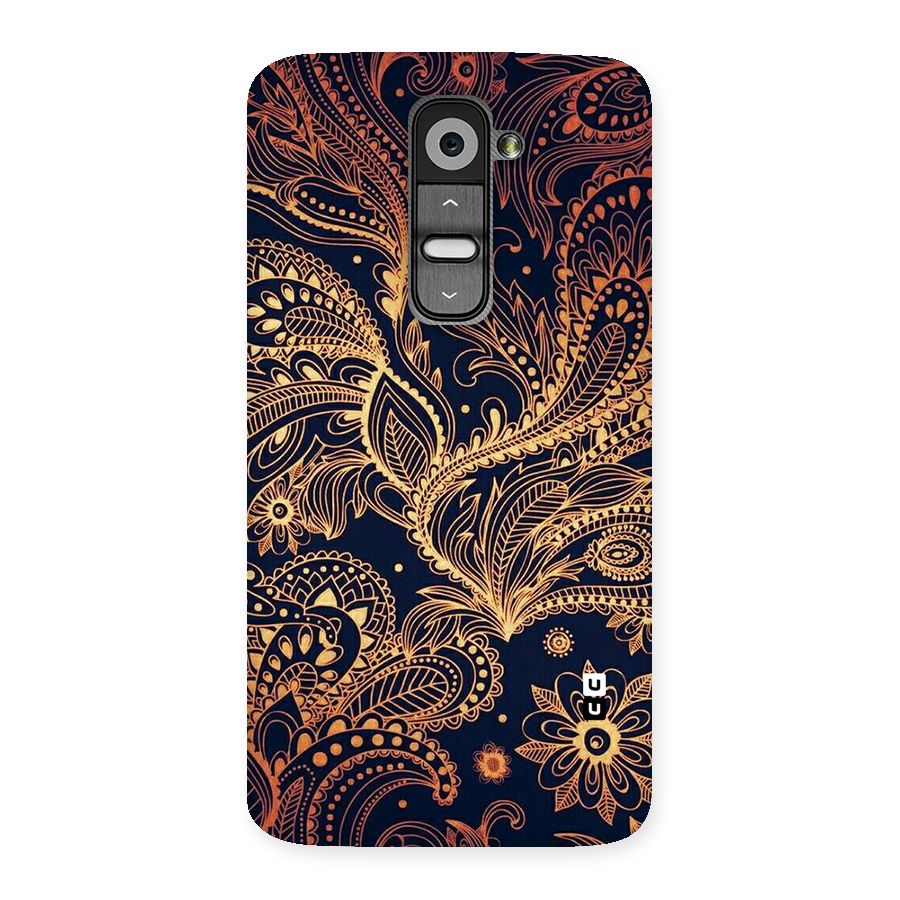 Classy Golden Leafy Design Back Case for LG G2