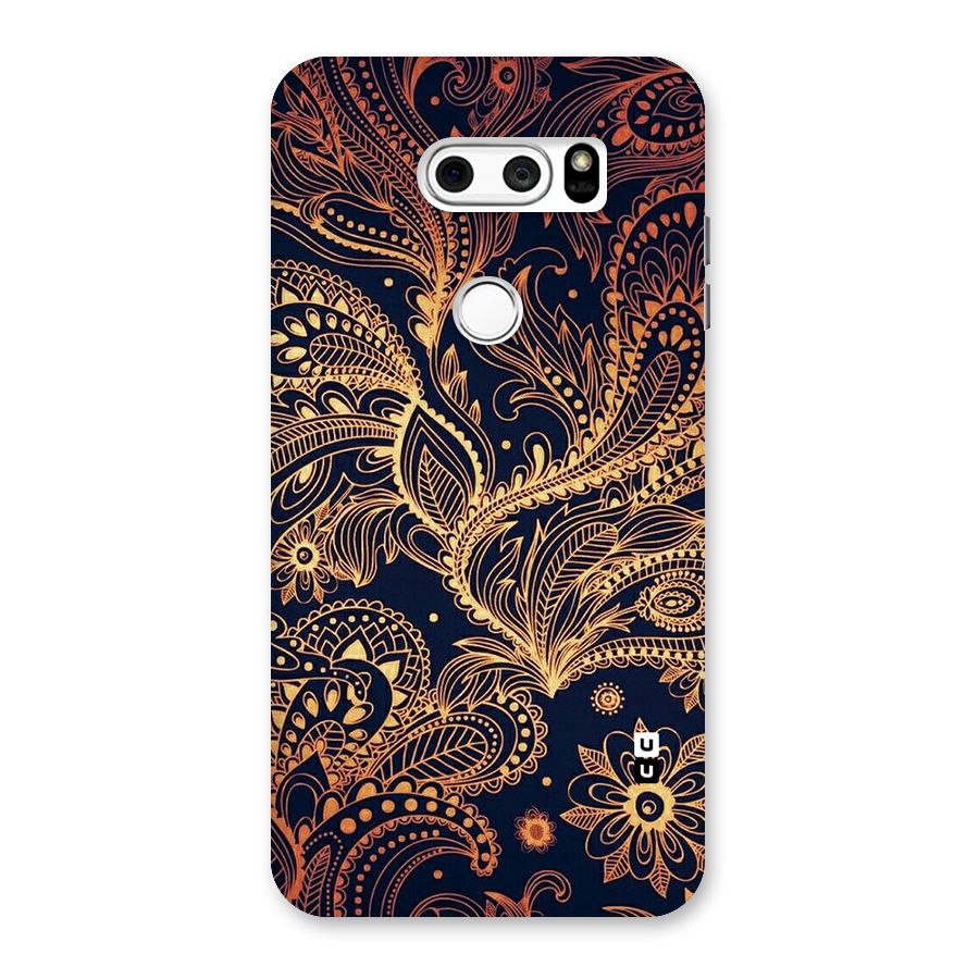Classy Golden Leafy Design Back Case for LG V30