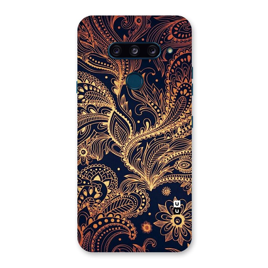 Classy Golden Leafy Design Back Case for LG  V40 ThinQ