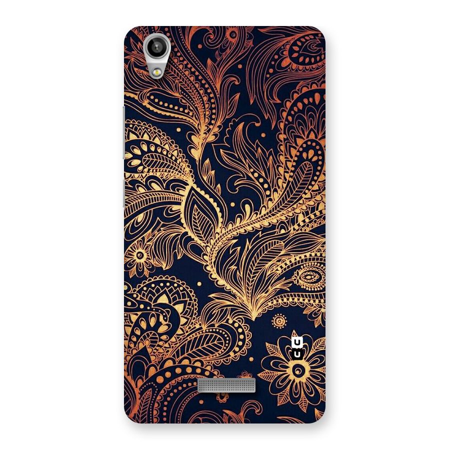 Classy Golden Leafy Design Back Case for Lava-Pixel-V1