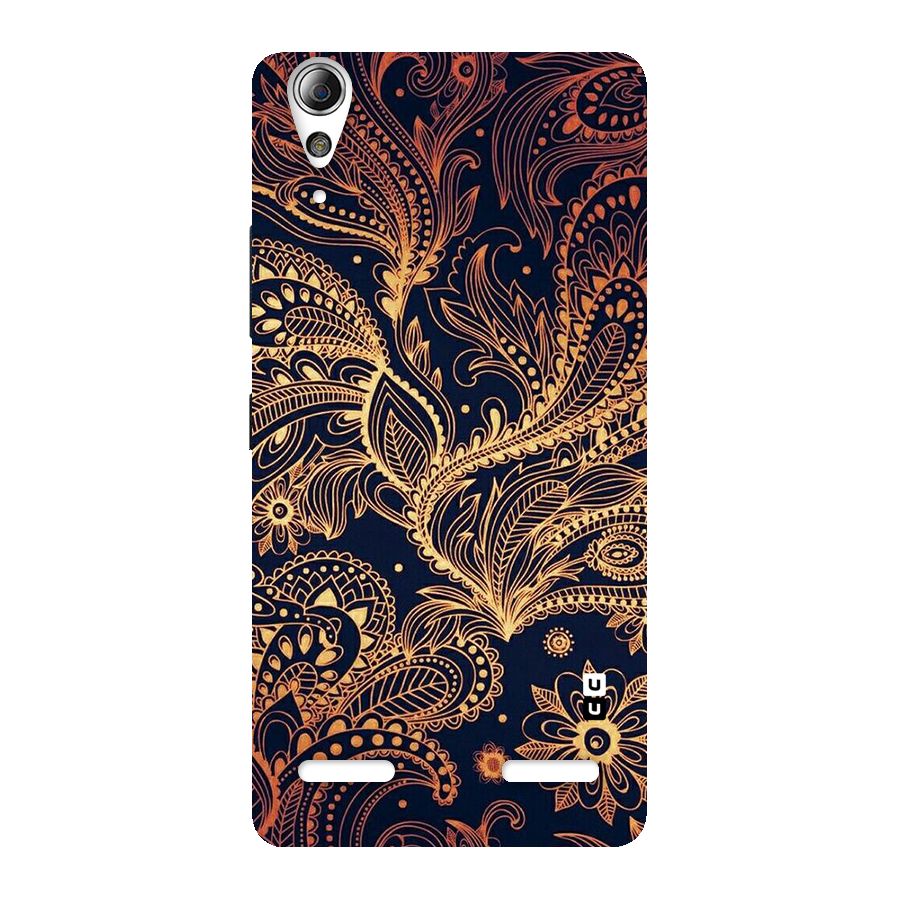 Classy Golden Leafy Design Back Case for Lenovo A6000