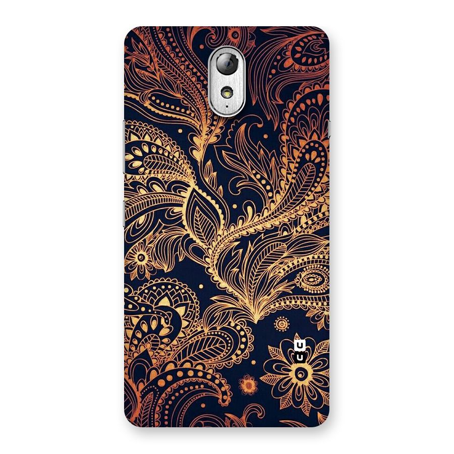 Classy Golden Leafy Design Back Case for Lenovo Vibe P1M