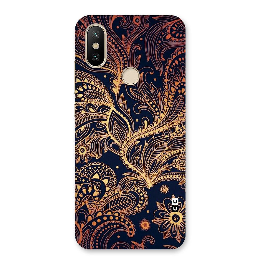 Classy Golden Leafy Design Back Case for Mi A2