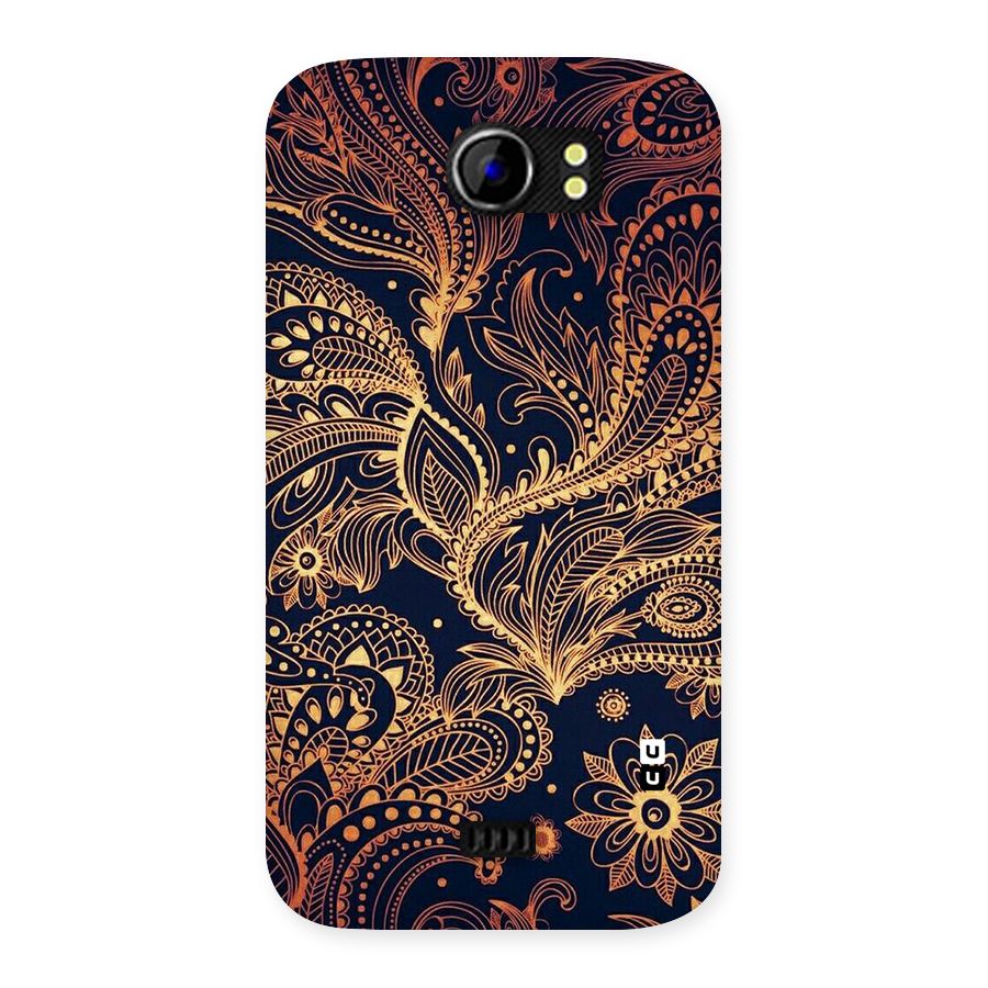 Classy Golden Leafy Design Back Case for Micromax Canvas 2 A110