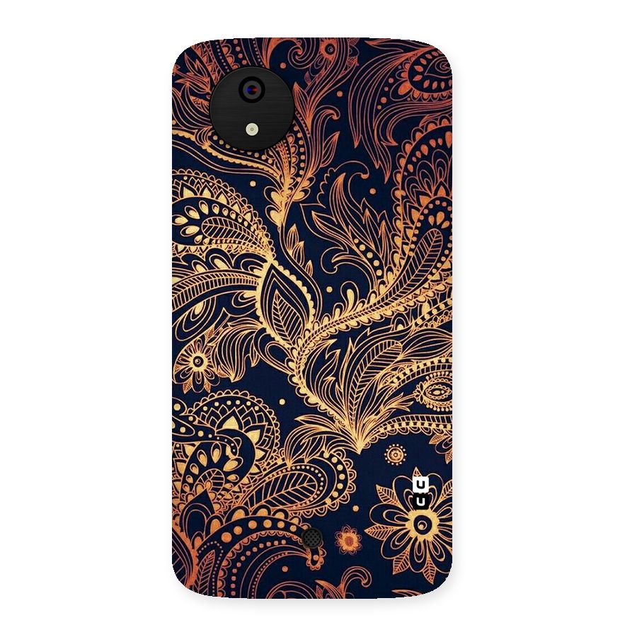 Classy Golden Leafy Design Back Case for Micromax Canvas A1