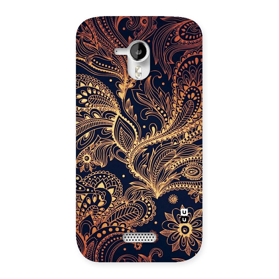 Classy Golden Leafy Design Back Case for Micromax Canvas HD A116