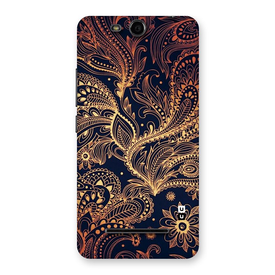 Classy Golden Leafy Design Back Case for Micromax Canvas Juice 3 Q392
