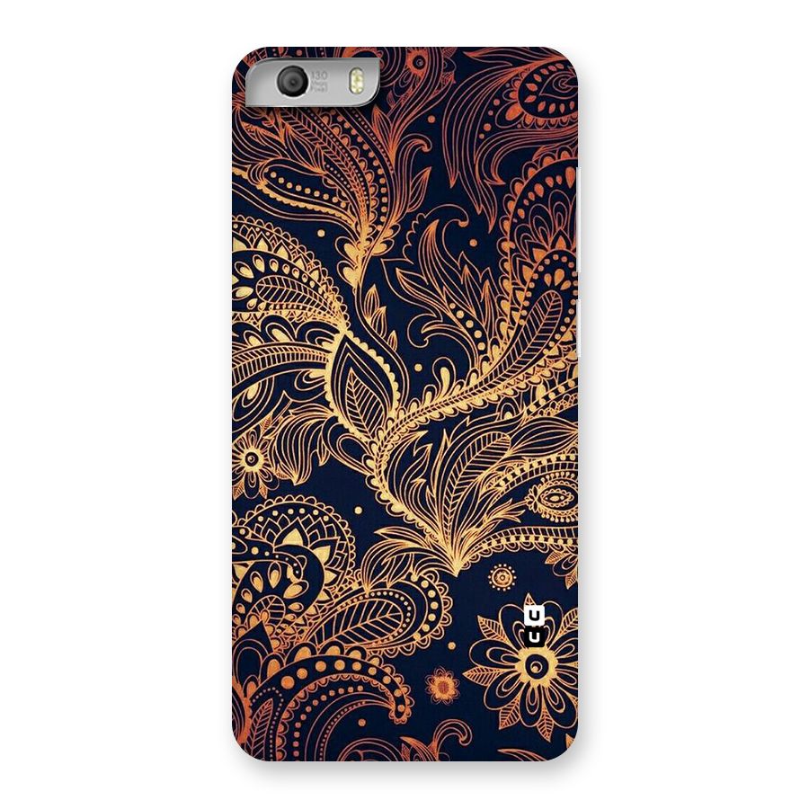 Classy Golden Leafy Design Back Case for Micromax Canvas Knight 2