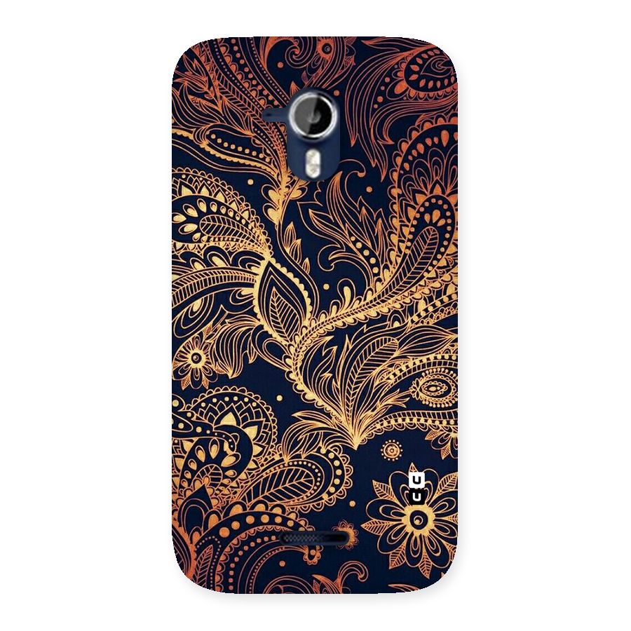 Classy Golden Leafy Design Back Case for Micromax Canvas Magnus A117