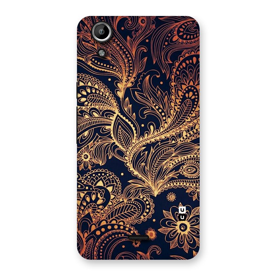 Classy Golden Leafy Design Back Case for Micromax Canvas Selfie Lens Q345