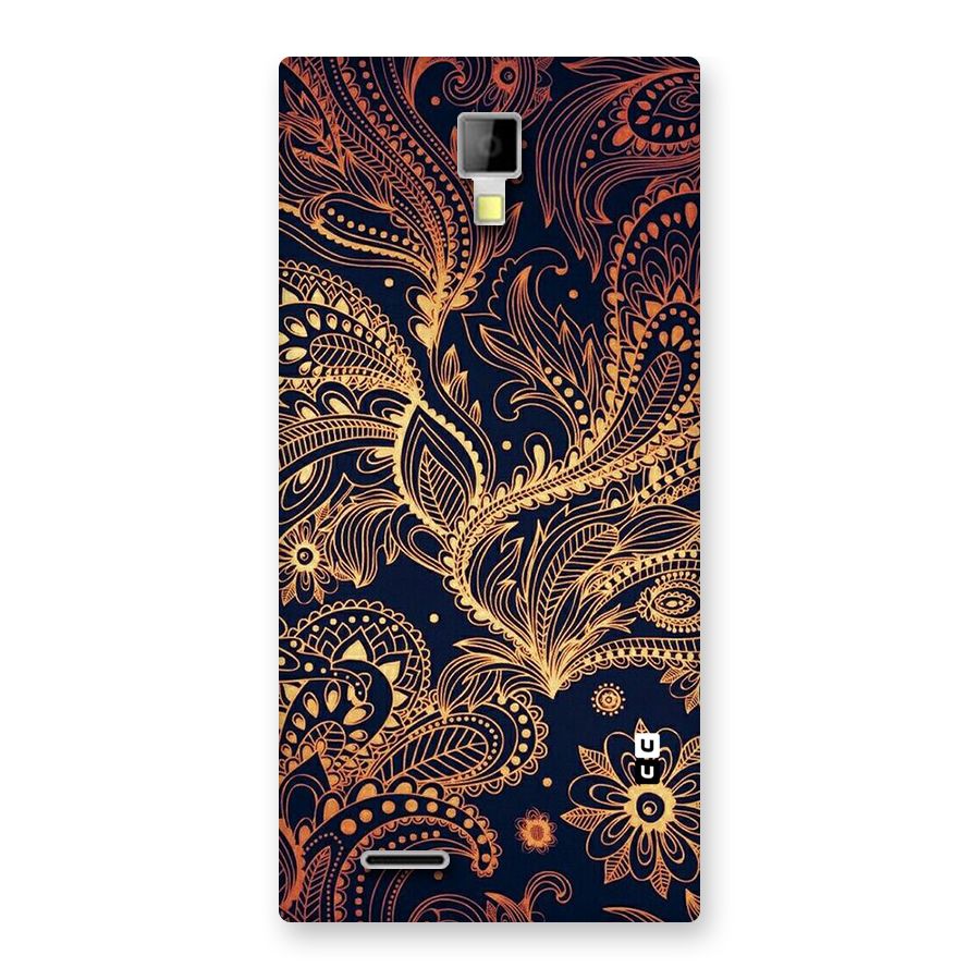 Classy Golden Leafy Design Back Case for Micromax Canvas Xpress A99