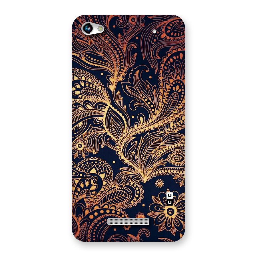 Classy Golden Leafy Design Back Case for Micromax Hue 2
