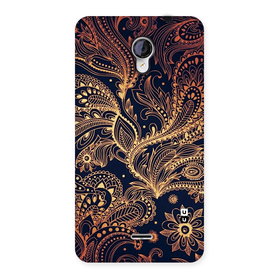Classy Golden Leafy Design Back Case for Micromax Unite 2 A106