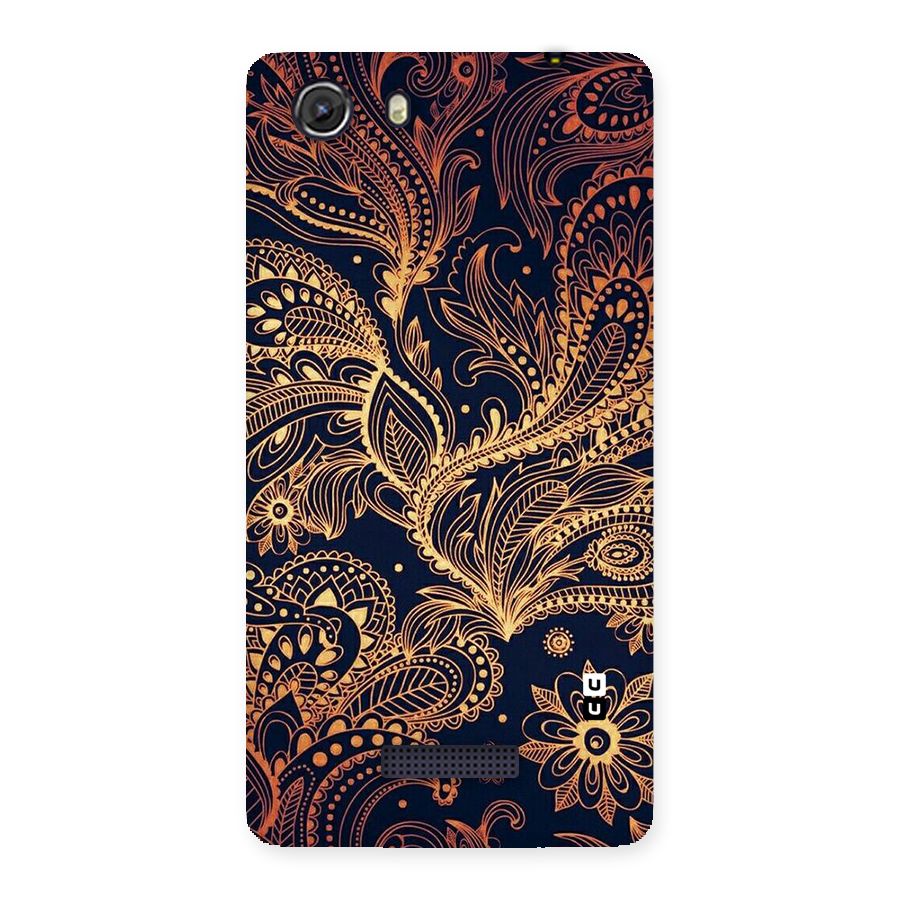 Classy Golden Leafy Design Back Case for Micromax Unite 3