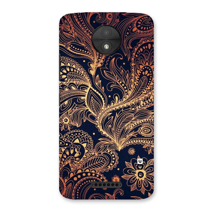 Classy Golden Leafy Design Back Case for Moto C