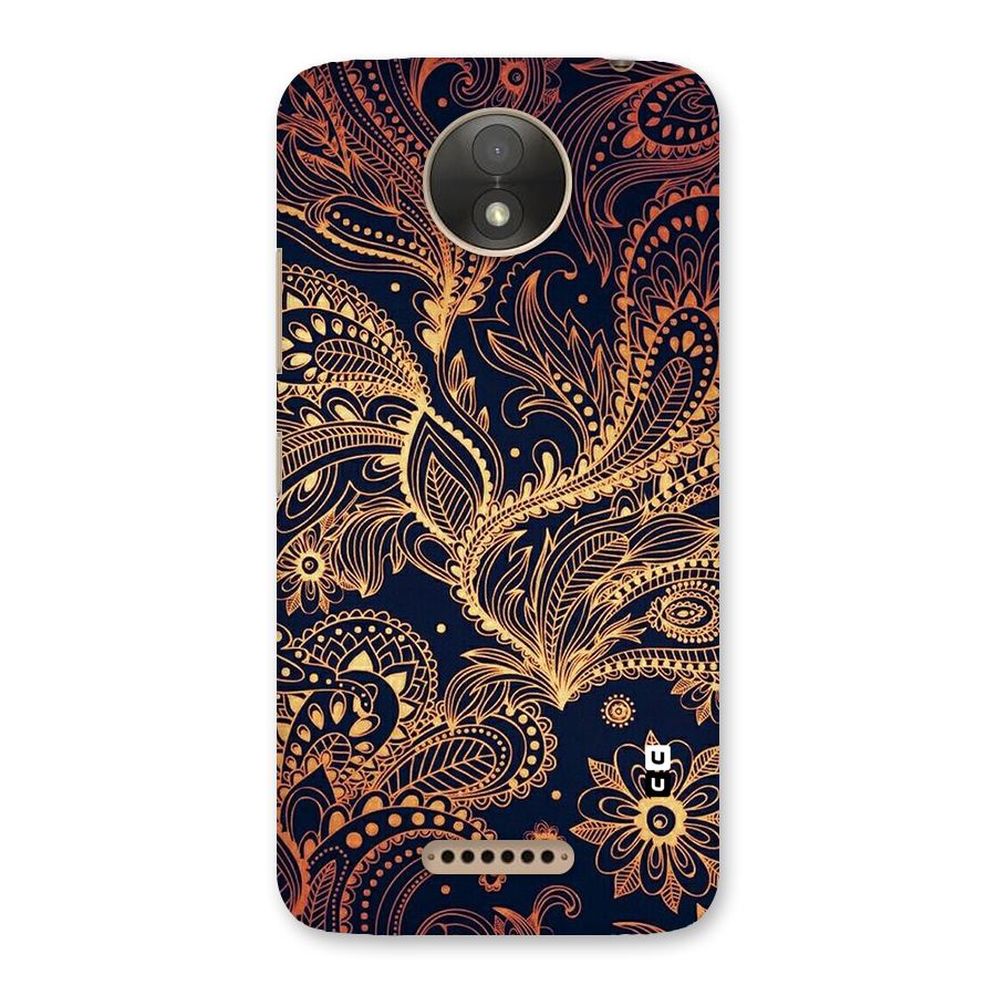 Classy Golden Leafy Design Back Case for Moto C Plus