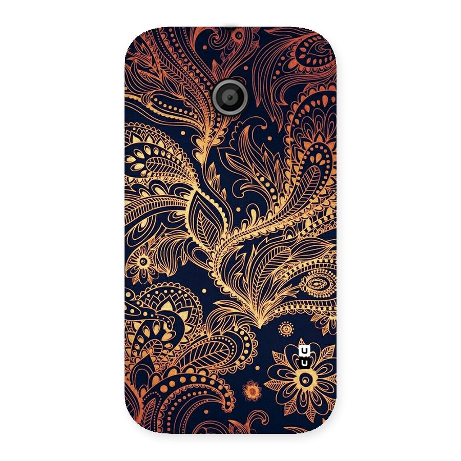 Classy Golden Leafy Design Back Case for Moto E
