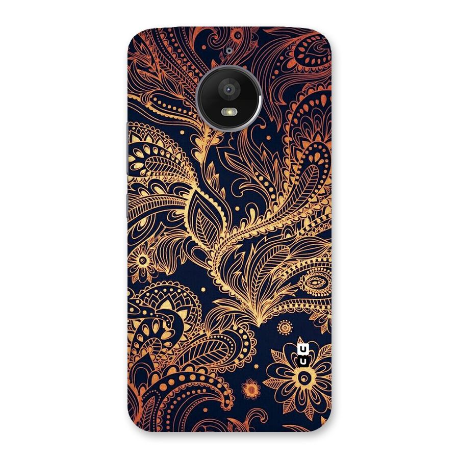 Classy Golden Leafy Design Back Case for Moto E4 Plus