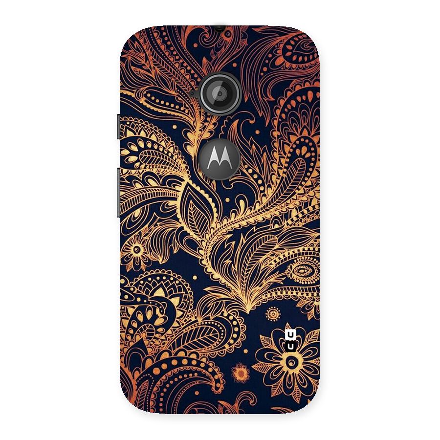 Classy Golden Leafy Design Back Case for Moto E 2nd Gen