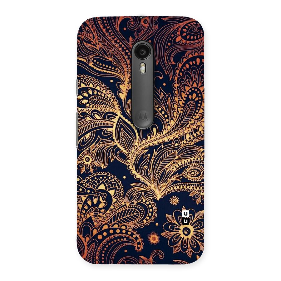 Classy Golden Leafy Design Back Case for Moto G Turbo
