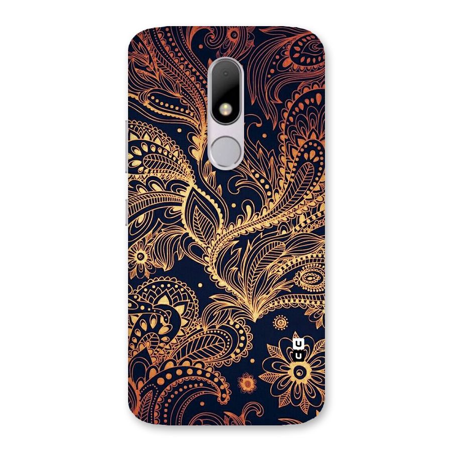 Classy Golden Leafy Design Back Case for Moto M