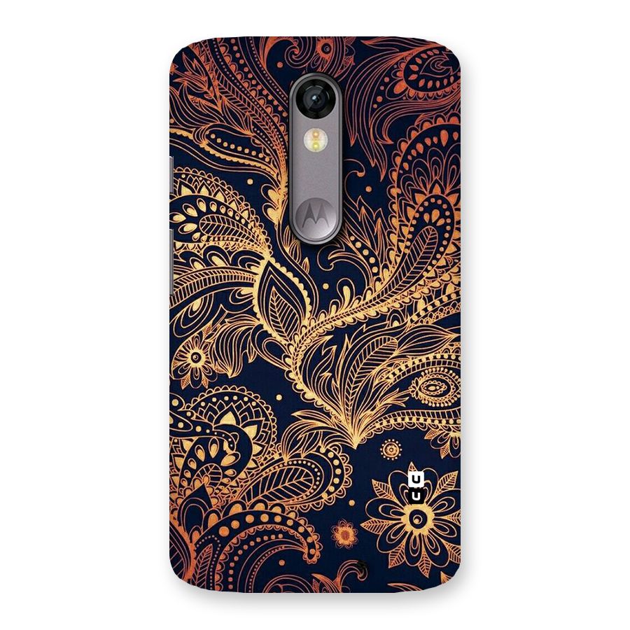 Classy Golden Leafy Design Back Case for Moto X Force