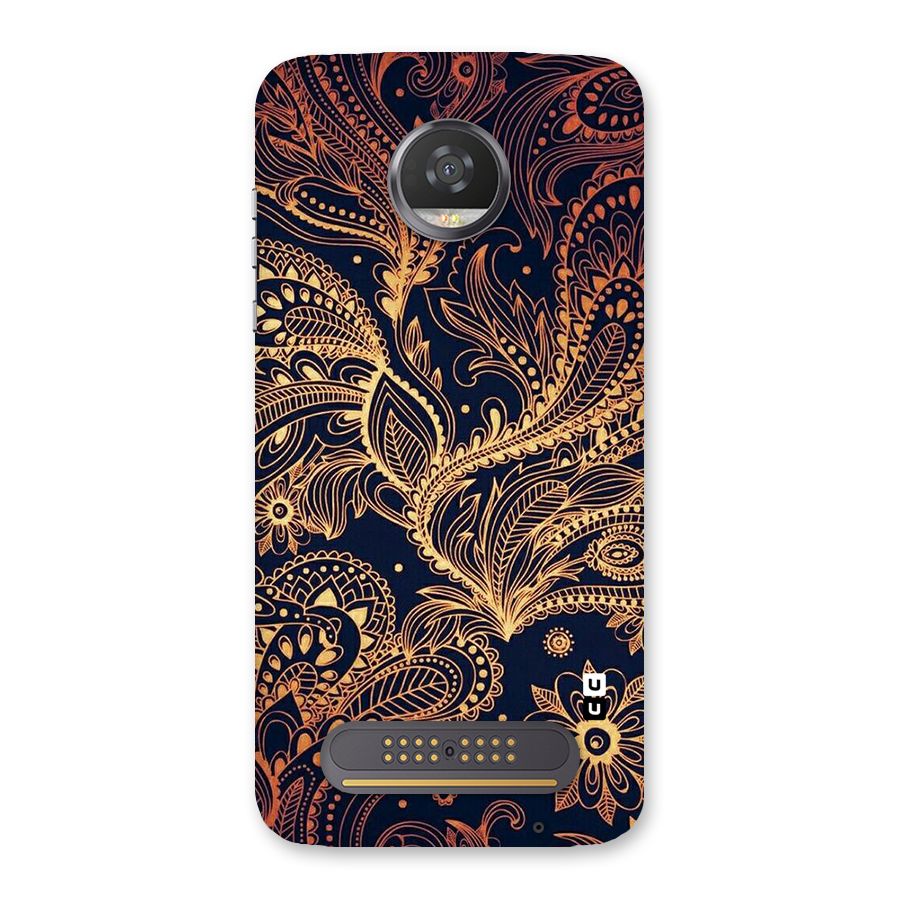 Classy Golden Leafy Design Back Case for Moto Z2 Play