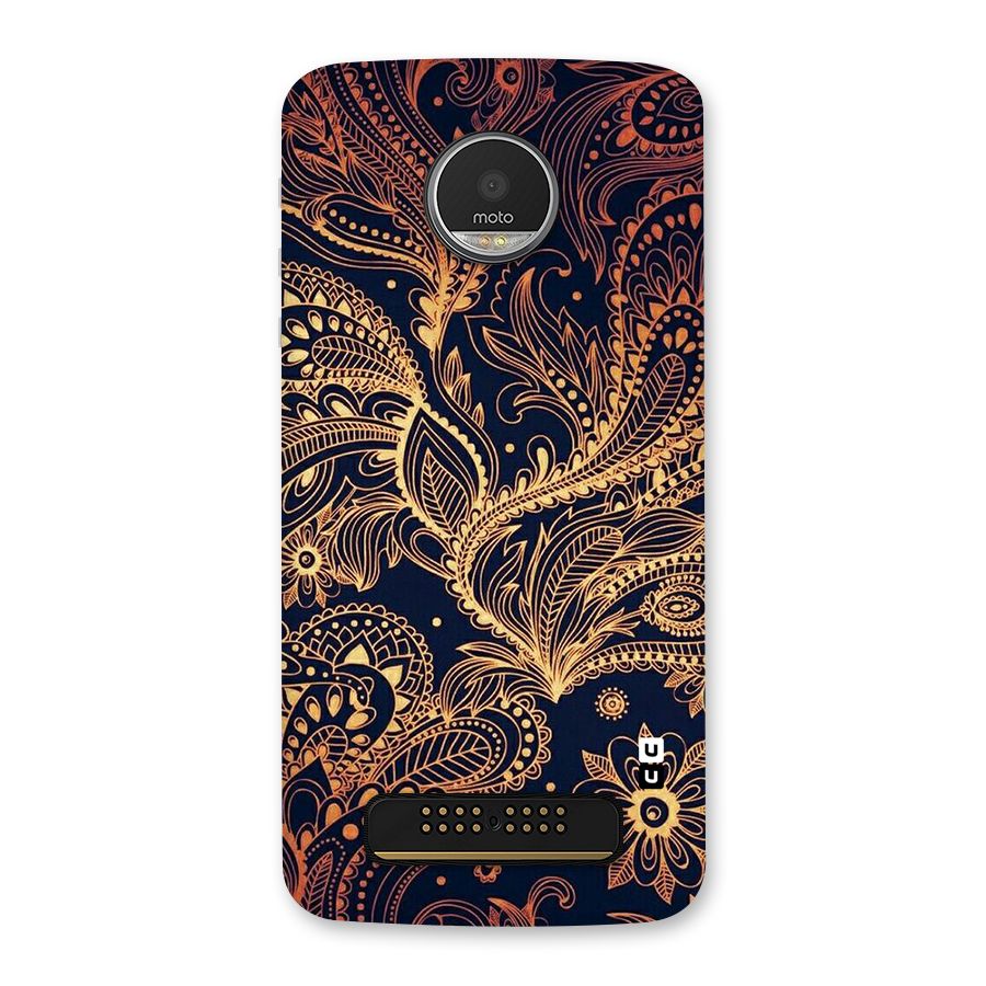 Classy Golden Leafy Design Back Case for Moto Z Play