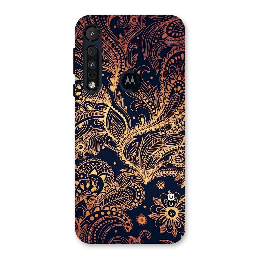 Classy Golden Leafy Design Back Case for Motorola One Macro