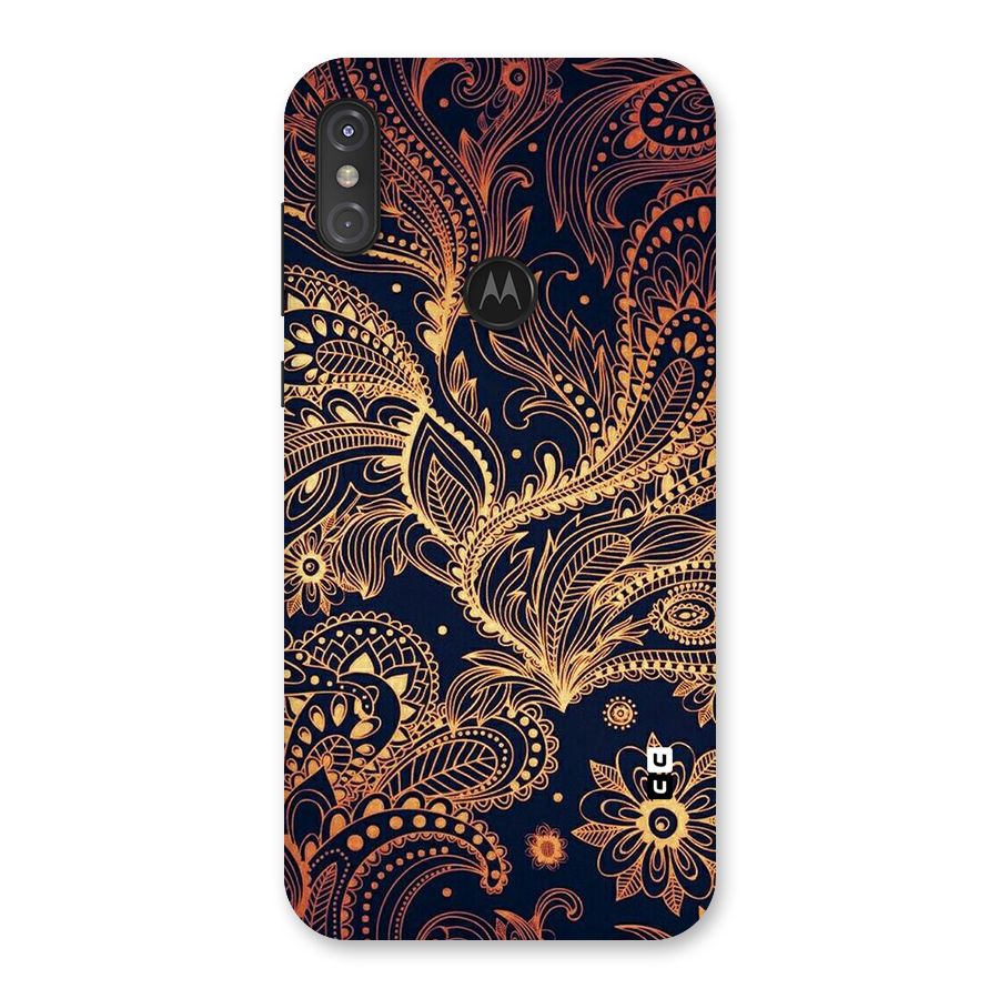 Classy Golden Leafy Design Back Case for Motorola One Power
