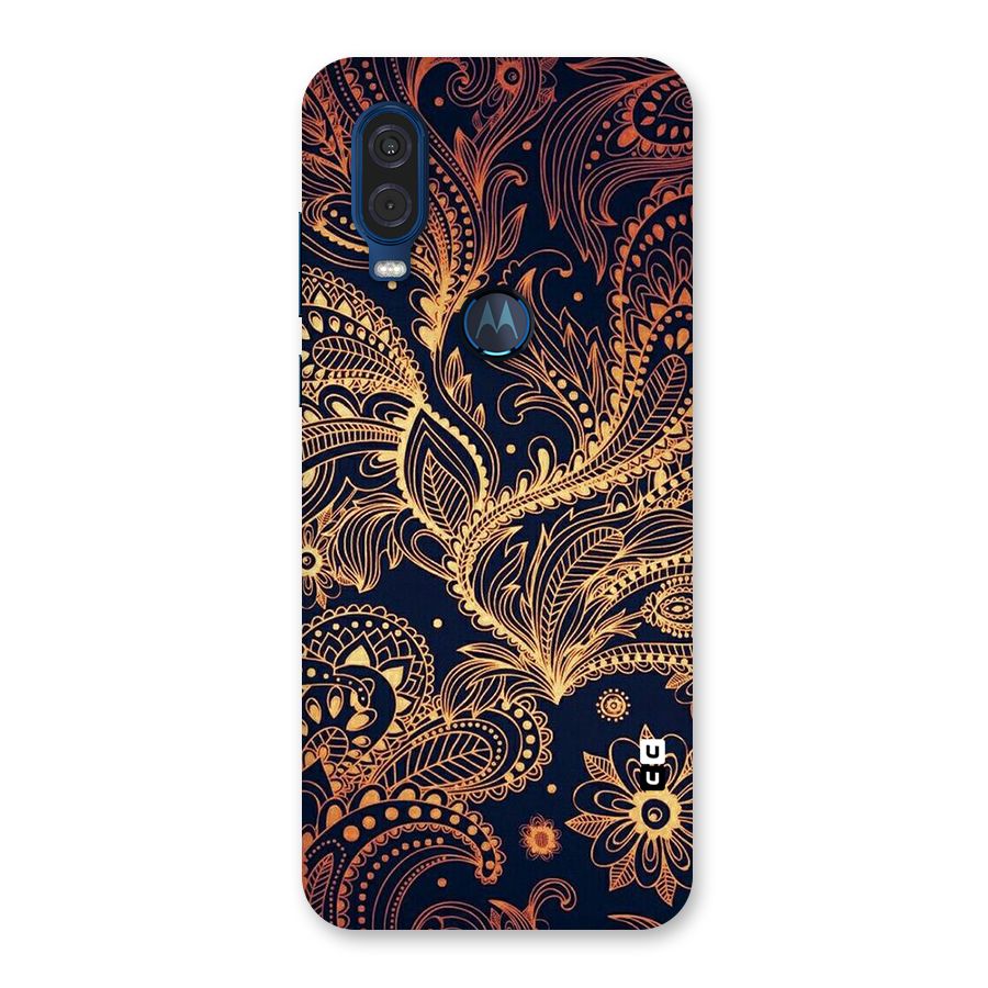 Classy Golden Leafy Design Back Case for Motorola One Vision