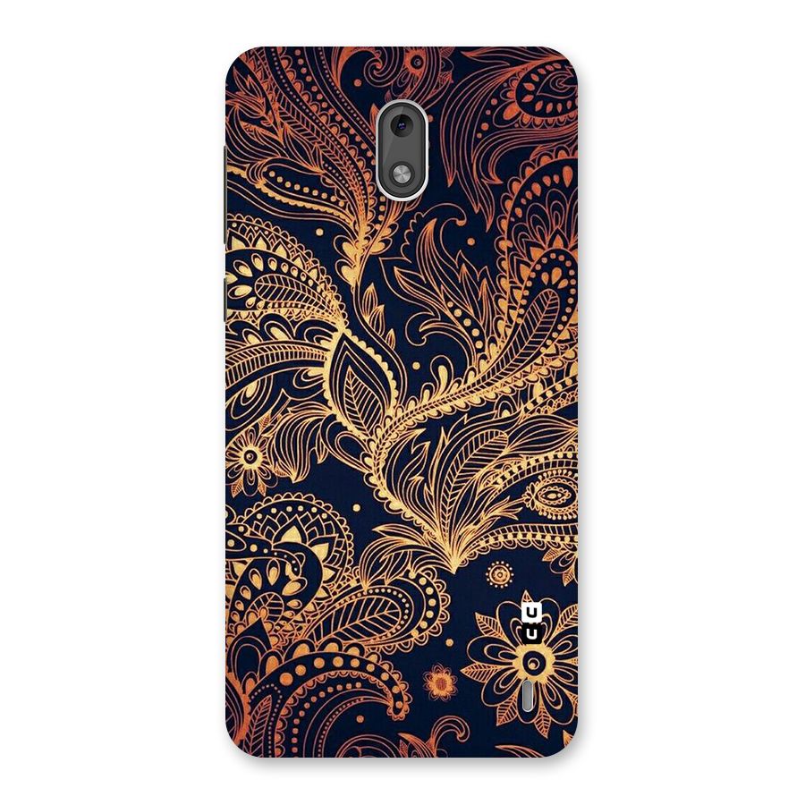 Classy Golden Leafy Design Back Case for Nokia 2