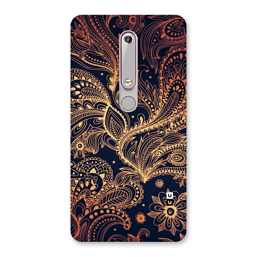 Classy Golden Leafy Design Back Case for Nokia 6.1
