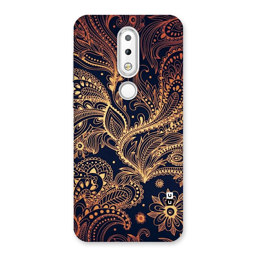 Classy Golden Leafy Design Back Case for Nokia 6.1 Plus