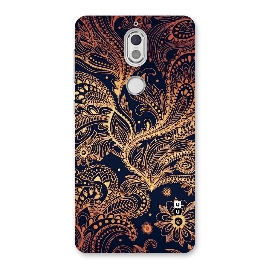 Classy Golden Leafy Design Back Case for Nokia 7