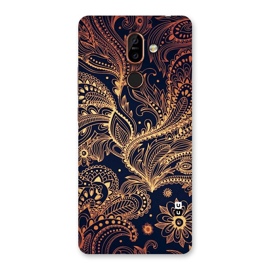 Classy Golden Leafy Design Back Case for Nokia 7 Plus
