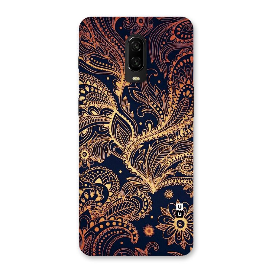 Classy Golden Leafy Design Back Case for OnePlus 6T
