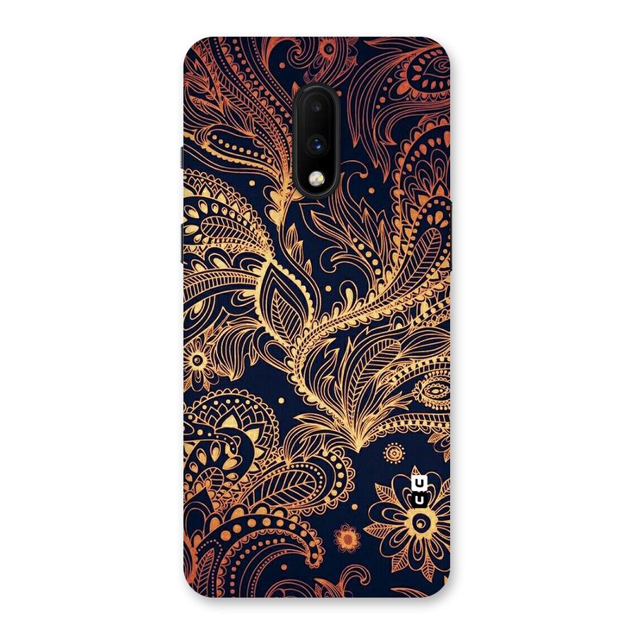 Classy Golden Leafy Design Back Case for OnePlus 7