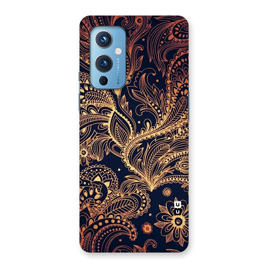 Classy Golden Leafy Design Back Case for OnePlus 9