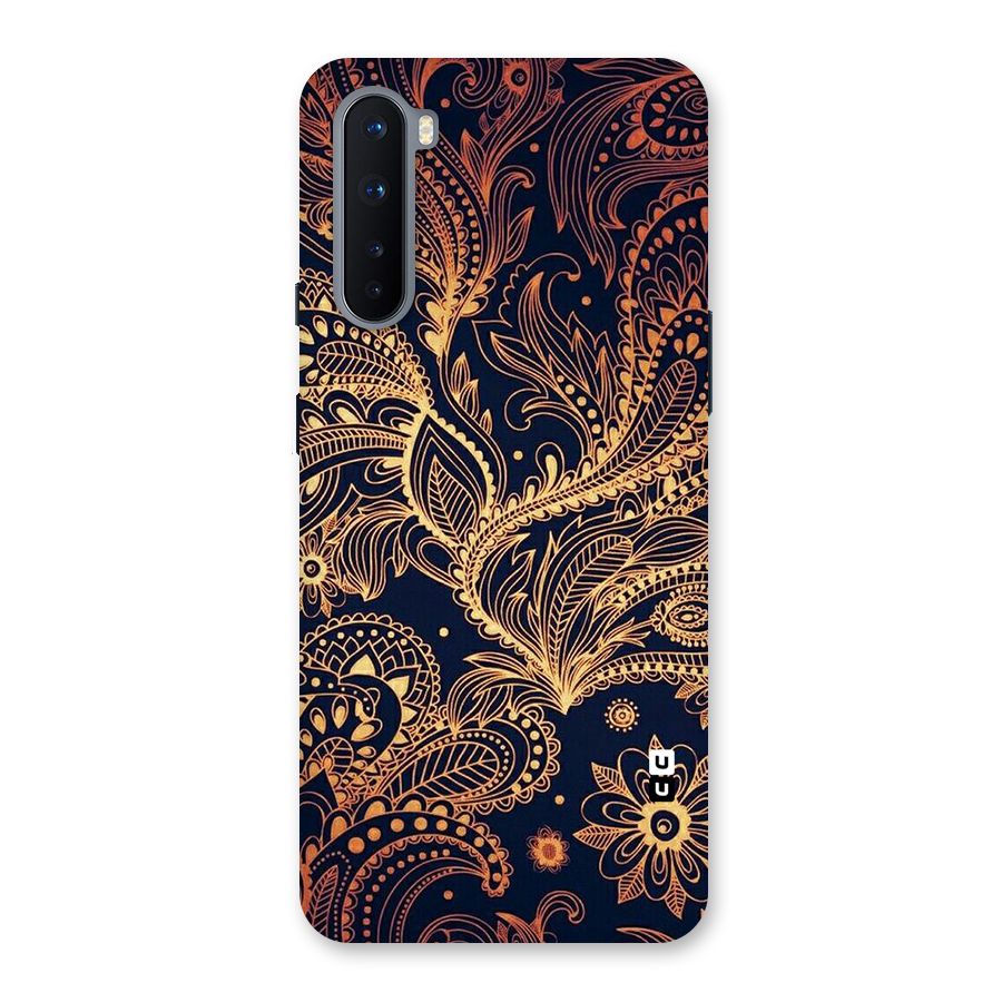 Classy Golden Leafy Design Back Case for OnePlus Nord