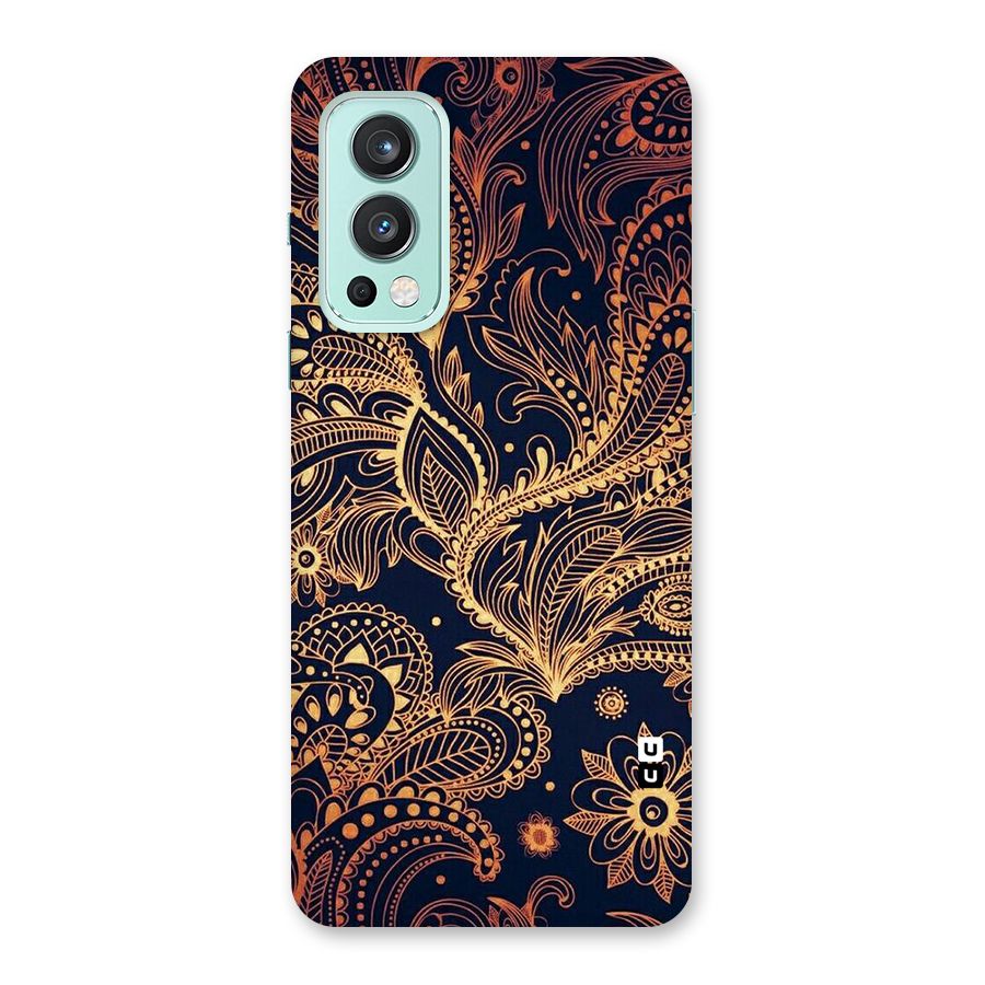 Classy Golden Leafy Design Back Case for OnePlus Nord 2 5G