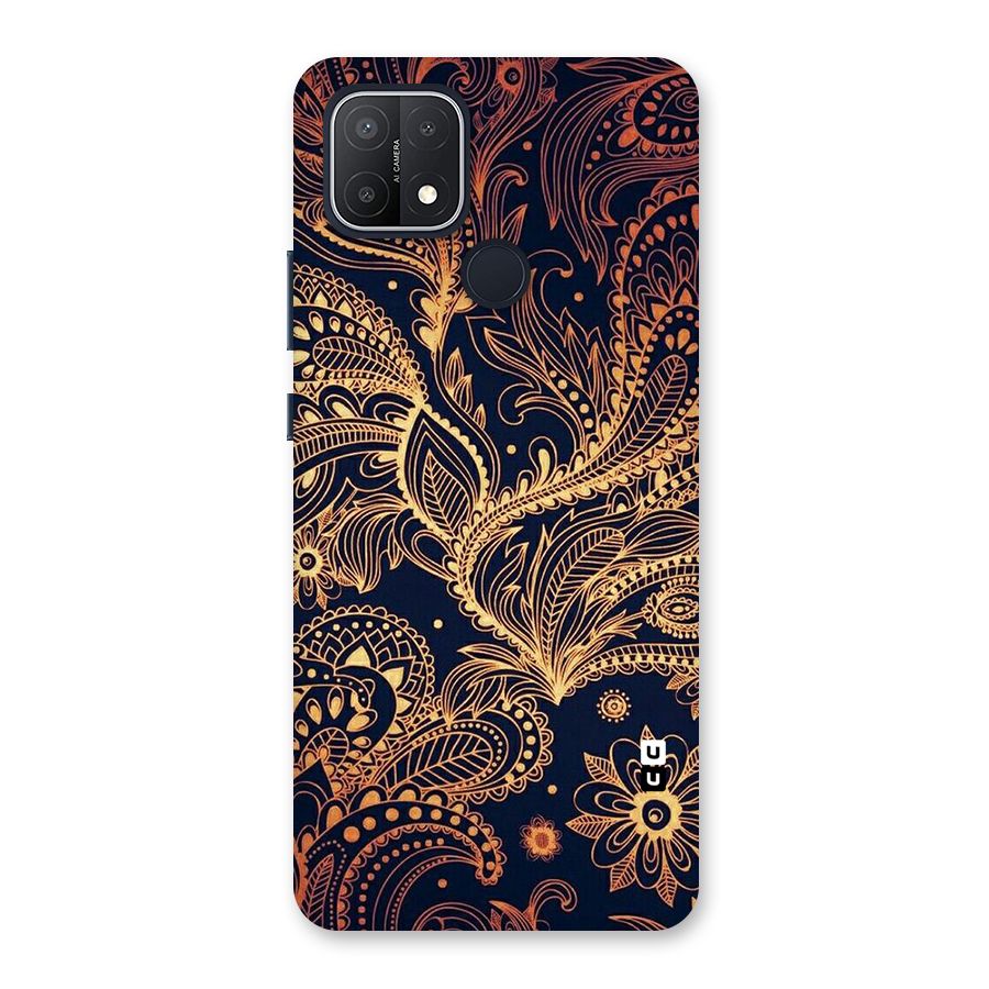 Classy Golden Leafy Design Back Case for Oppo A15s