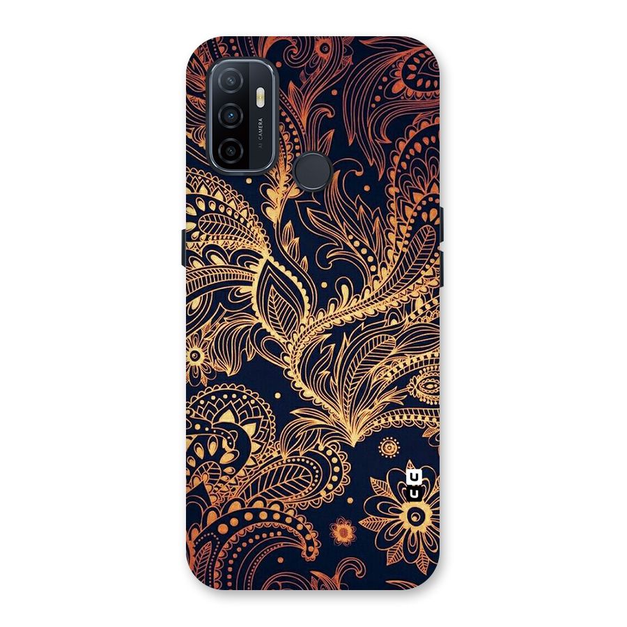 Classy Golden Leafy Design Back Case for Oppo A32