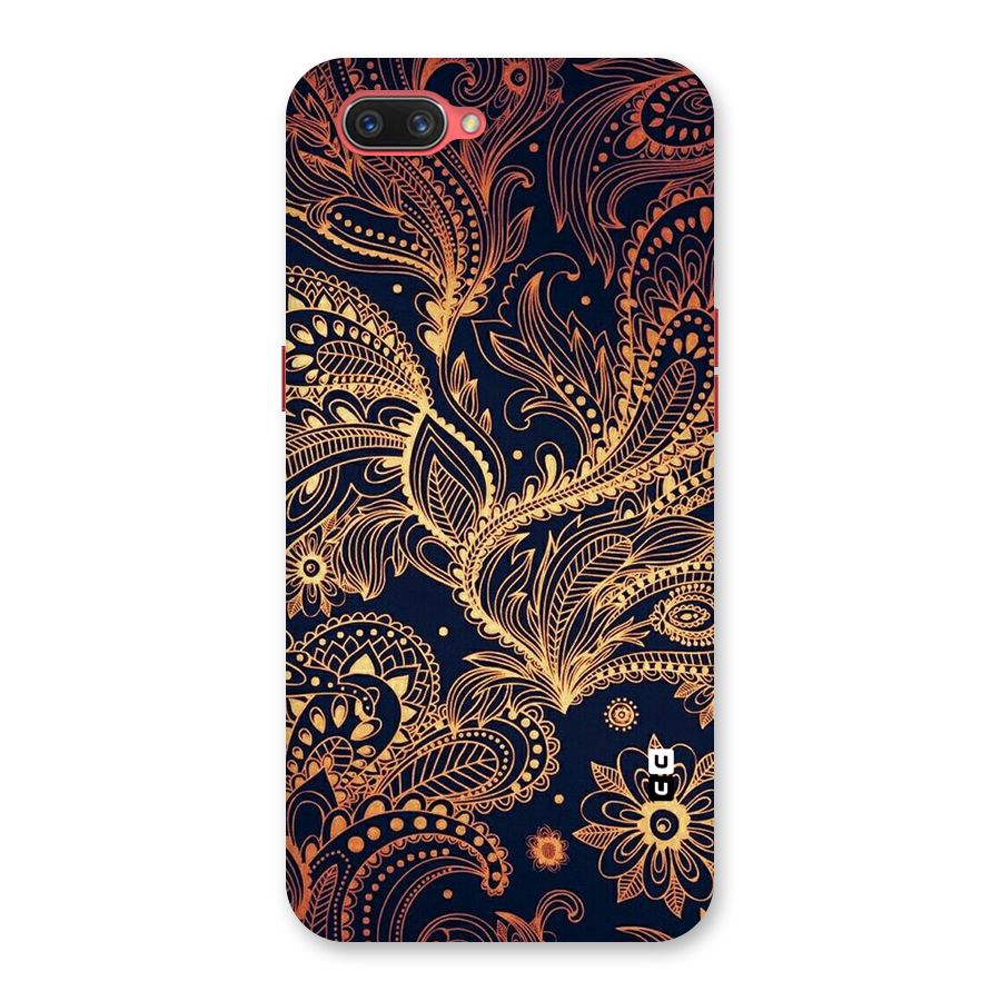Classy Golden Leafy Design Back Case for Oppo A3s