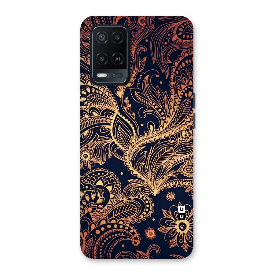 Classy Golden Leafy Design Back Case for Oppo A54